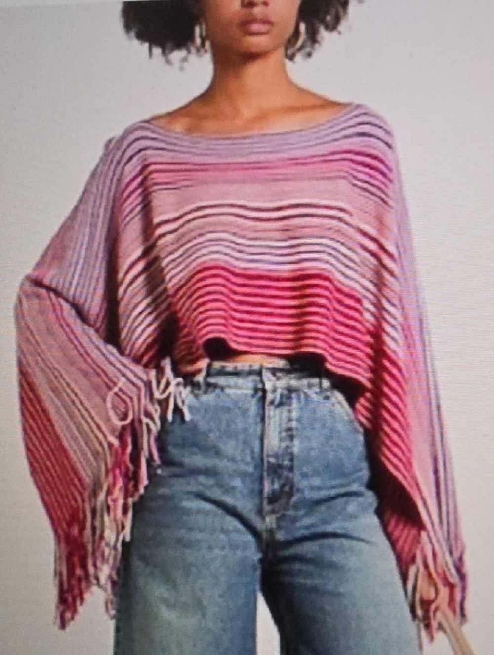 MISSONI Stripped Cropped Knit  Poncho OS $425